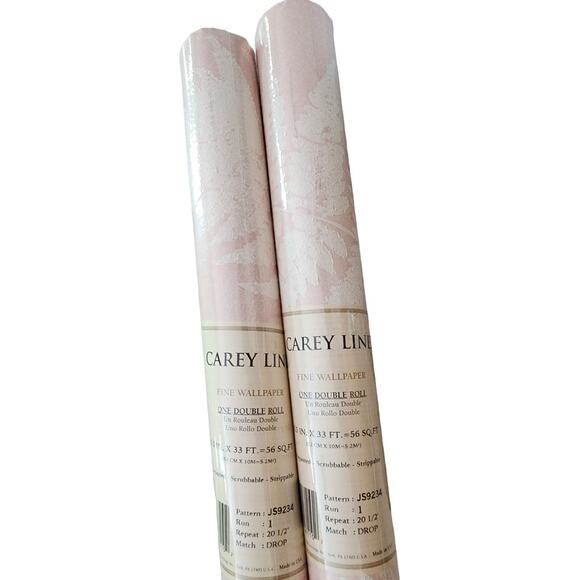 Wallpaper 2 New Rolls Carey Lind Pink White Textured Tropical 112 SQ FT Total - Picture 15 of 16